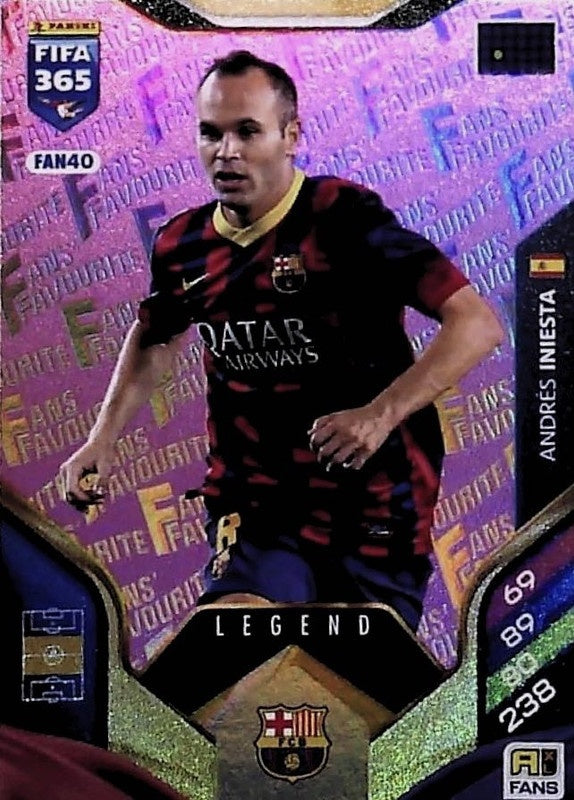 Andrés Iniesta Fan Favourite - Pink Parallel FAN40 - Panini FIFA 365 2026 Adrenalyn XL kaart