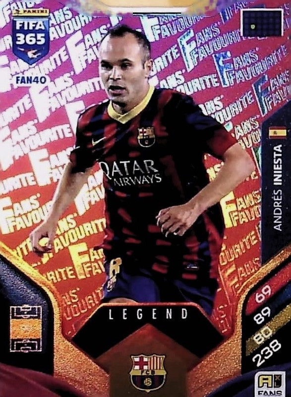 Andrés Iniesta Fan Favourite - Red Parallel FAN40 - Panini FIFA 365 2026 Adrenalyn XL kaart