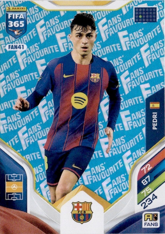 Pedri Fan Favourite - Blue Parallel FAN41 - Panini FIFA 365 2026 Adrenalyn XL kaart Image principale du produit