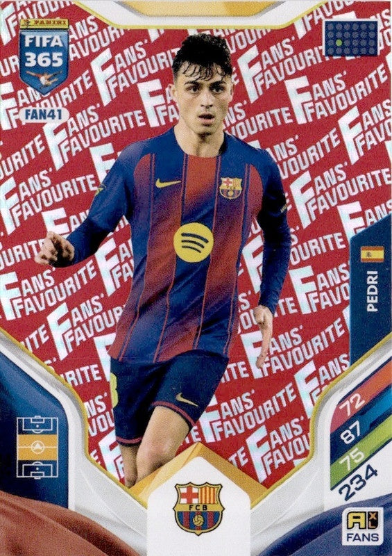 Pedri Fan Favourite - Red Parallel FAN41 - Panini FIFA 365 2026 Adrenalyn XL kaart