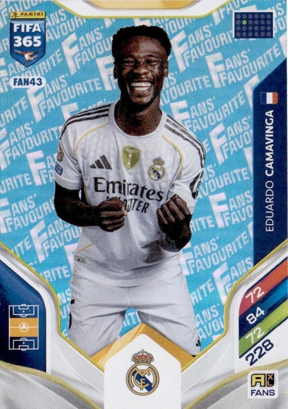 Eduardo Camavinga Fan Favourite - Blue Parallel FAN43 - Panini FIFA 365 2026 Adrenalyn XL kaart