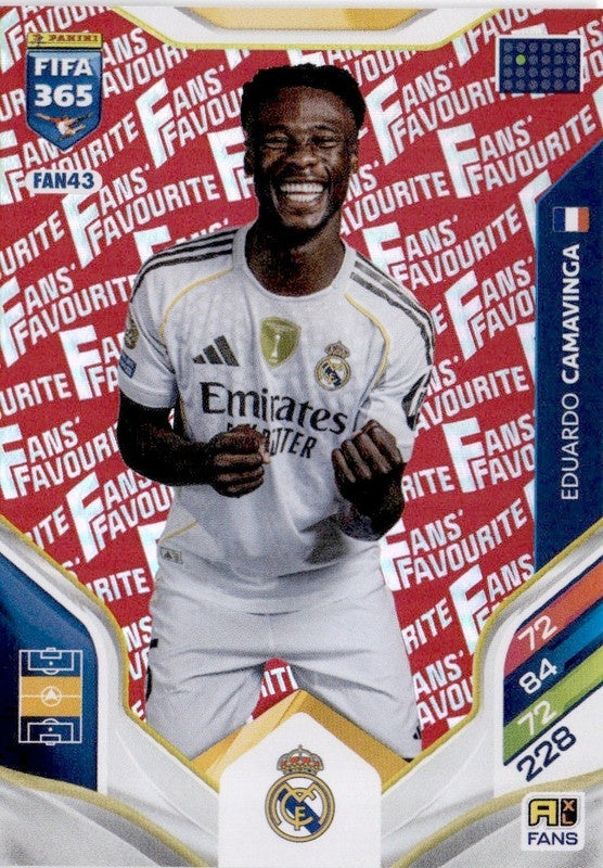 Eduardo Camavinga Fan Favourite - Red Parallel FAN43 - Panini FIFA 365 2026 Adrenalyn XL kaart