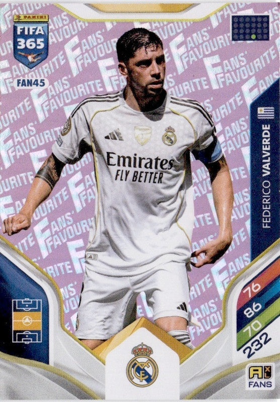 Federico Valverde Fan Favourite - Pink Parallel FAN45 - Panini FIFA 365 2026 Adrenalyn XL kaart