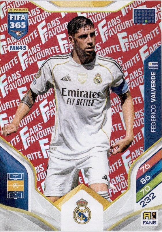 Federico Valverde Fan Favourite - Red Parallel FAN45 - Panini FIFA 365 2026 Adrenalyn XL kaart