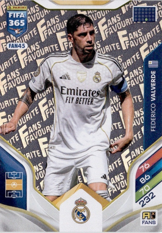 Federico Valverde Fan Favourite FAN45 - Panini FIFA 365 2026 Adrenalyn XL kaart