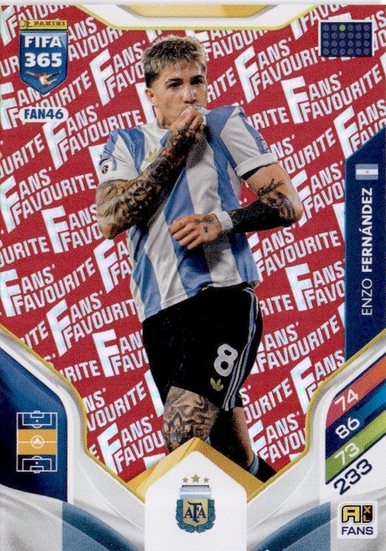 Enzo Fernández Fan Favourite - Red Parallel FAN46 - Panini FIFA 365 2026 Adrenalyn XL kaart