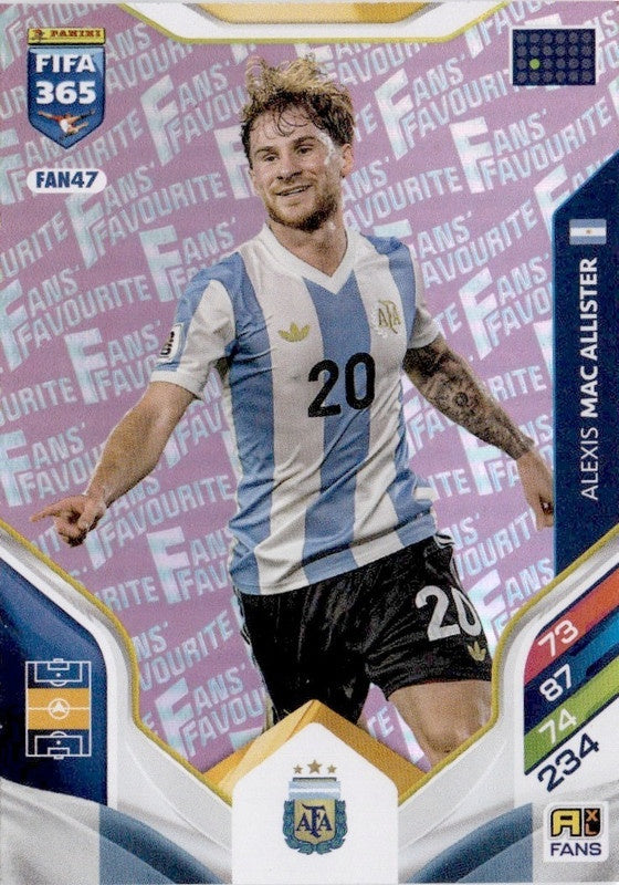 Alexis Mac Alister Fan Favourite - Pink Parallel FAN47 - Panini FIFA 365 2026 Adrenalyn XL kaart Imagen principal del producto