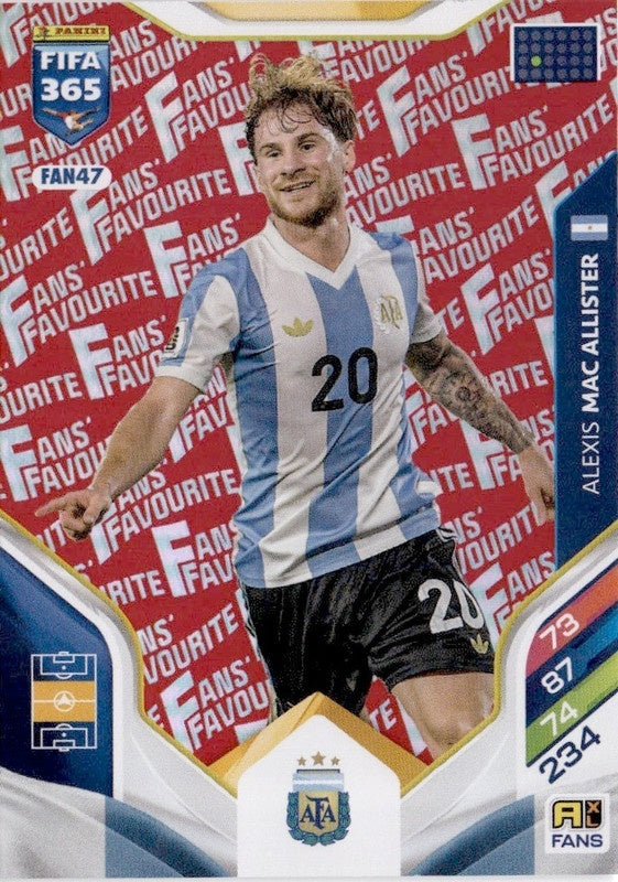 Alexis Mac Alister Fan Favourite - Red Parallel FAN47 - Panini FIFA 365 2026 Adrenalyn XL kaart Imagen principal del producto