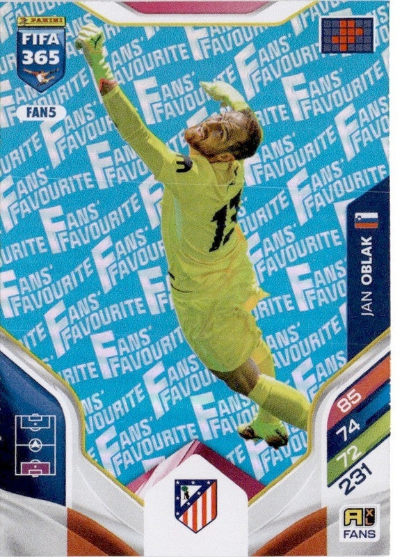 Jan Oblak Fan Favourite - Blue Parallel FAN5 - Panini FIFA 365 2026 Adrenalyn XL kaart