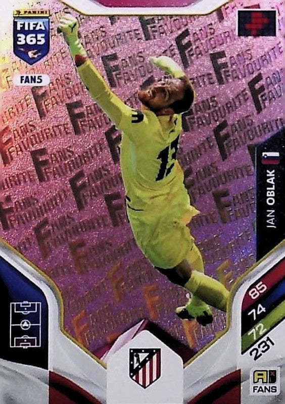 Jan Oblak Fan Favourite - Pink Parallel FAN5 - Panini FIFA 365 2026 Adrenalyn XL kaart