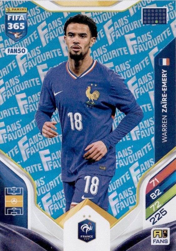 Warren Zaire-Emery Fan Favourite - Blue Parallel FAN50 - Panini FIFA 365 2026 Adrenalyn XL kaart