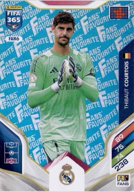 Thibaut Courtois Fan Favourite - Blue Parallel FAN6 - Panini FIFA 365 2026 Adrenalyn XL kaart Image principale du produit