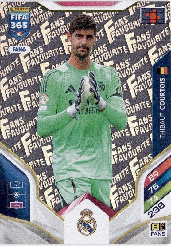 Thibaut Courtois Fan Favourite FAN6 - Panini FIFA 365 2026 Adrenalyn XL kaart Image principale du produit
