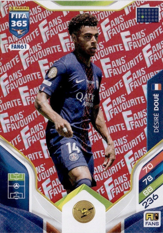 Désiré Doué Fan Favourite - Red Parallel FAN61 - Panini FIFA 365 2026 Adrenalyn XL kaart