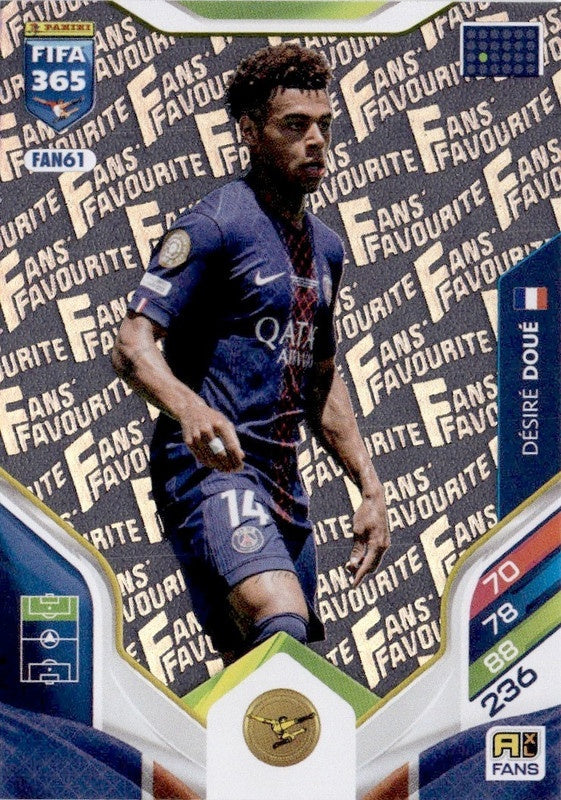 Désiré Doué Fan Favourite FAN61 - Panini FIFA 365 2026 Adrenalyn XL kaart