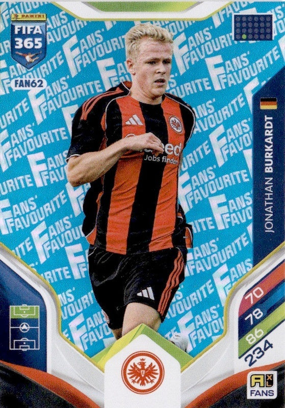 Jonathan Burkardt Fan Favourite - Blue Parallel FAN62 - Panini FIFA 365 2026 Adrenalyn XL kaart