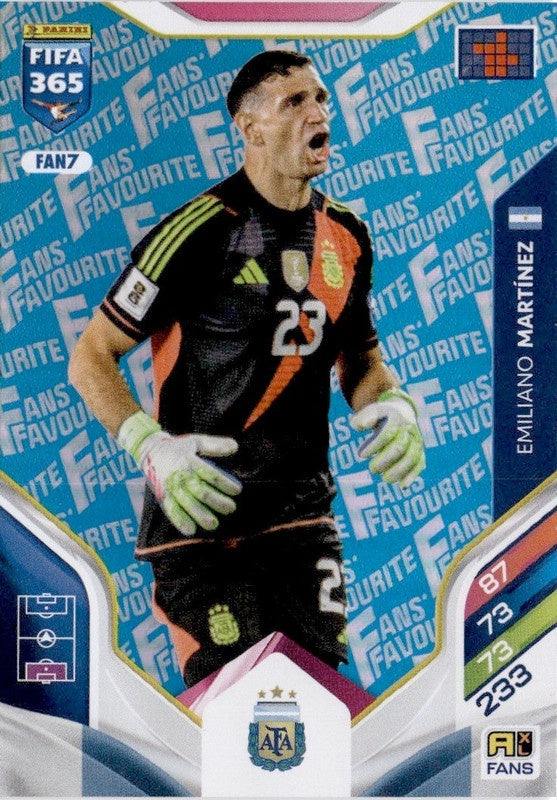 Emiliano Martínez Fan Favourite - Blue Parallel FAN7 - Panini FIFA 365 2026 Adrenalyn XL kaart