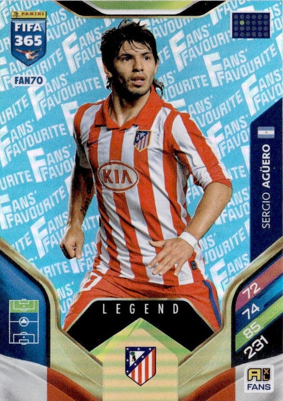 Sergio Agüero Fan Favourite - Blue Parallel FAN70 - Panini FIFA 365 2026 Adrenalyn XL kaart Image principale du produit