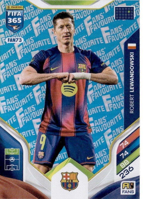 Robert Lewandowski Fan Favourite - Blue Parallel FAN73 - Panini FIFA 365 2026 Adrenalyn XL kaart