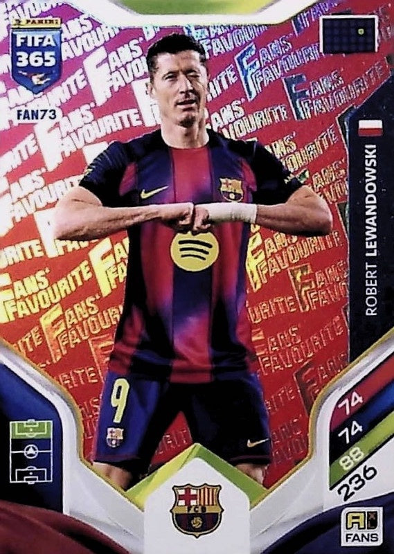 Robert Lewandowski Fan Favourite - Red Parallel FAN73 - Panini FIFA 365 2026 Adrenalyn XL kaart