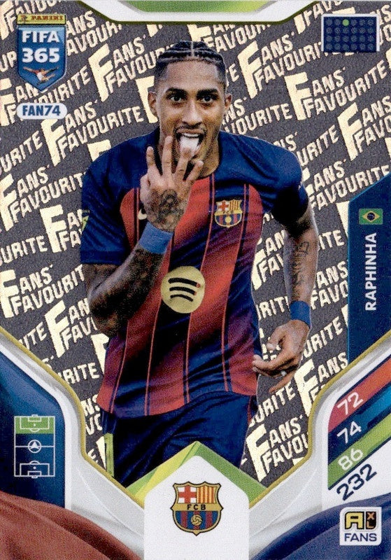 Raphinha Fan Favourite FAN74 - Panini FIFA 365 2026 Adrenalyn XL kaart