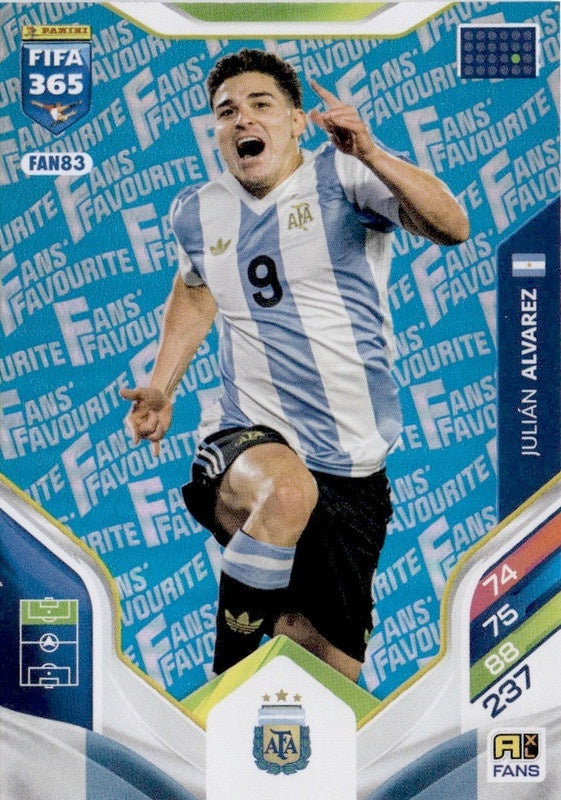 Julián Álvarez Fan Favourite - Blue Parallel FAN83 - Panini FIFA 365 2026 Adrenalyn XL kaart