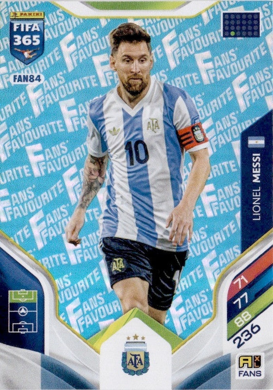 Lionel Messi Fan Favourite - Blue Parallel FAN84 - Panini FIFA 365 2026 Adrenalyn XL kaart