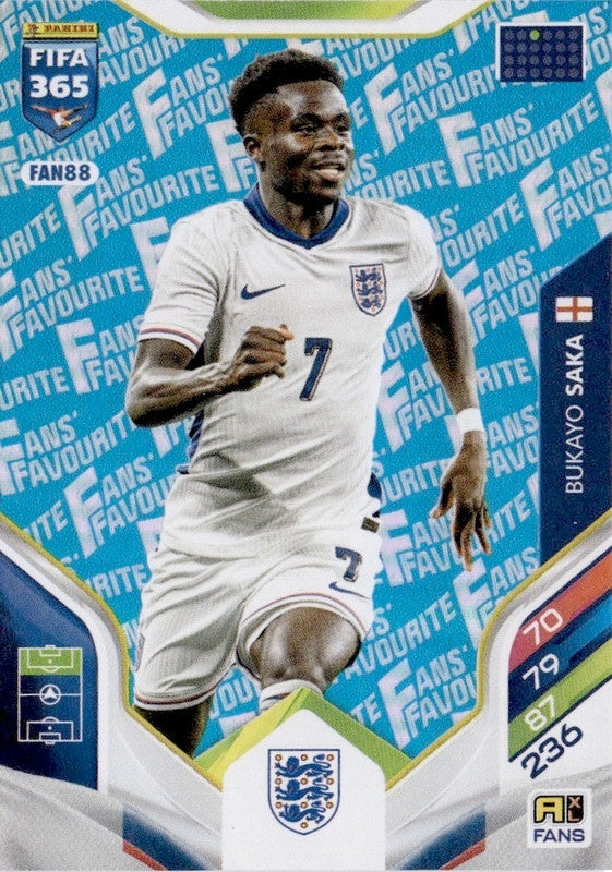 Bukayo Saka Fan Favourite - Blue Parallel FAN88 - Panini FIFA 365 2026 Adrenalyn XL kaart