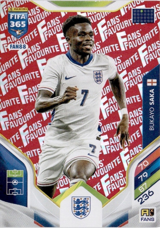 Bukayo Saka Fan Favourite - Red Parallel FAN88 - Panini FIFA 365 2026 Adrenalyn XL kaart