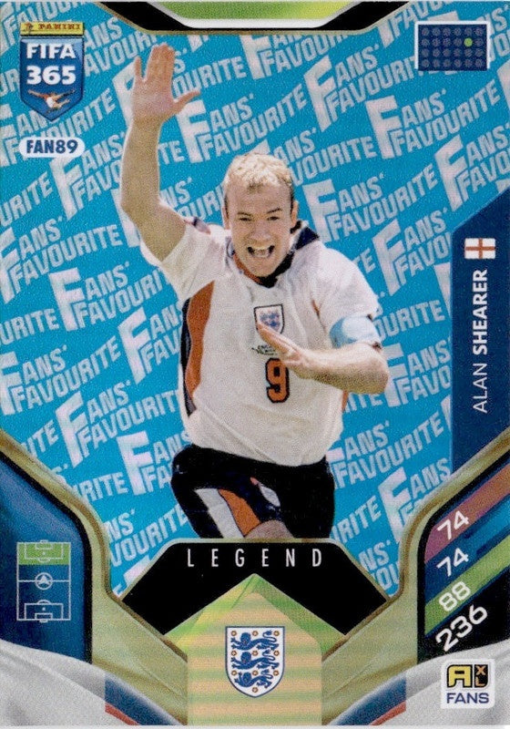 Alan Shearer Fan Favourite - Blue Parallel FAN89 - Panini FIFA 365 2026 Adrenalyn XL kaart Immagine principale del prodotto