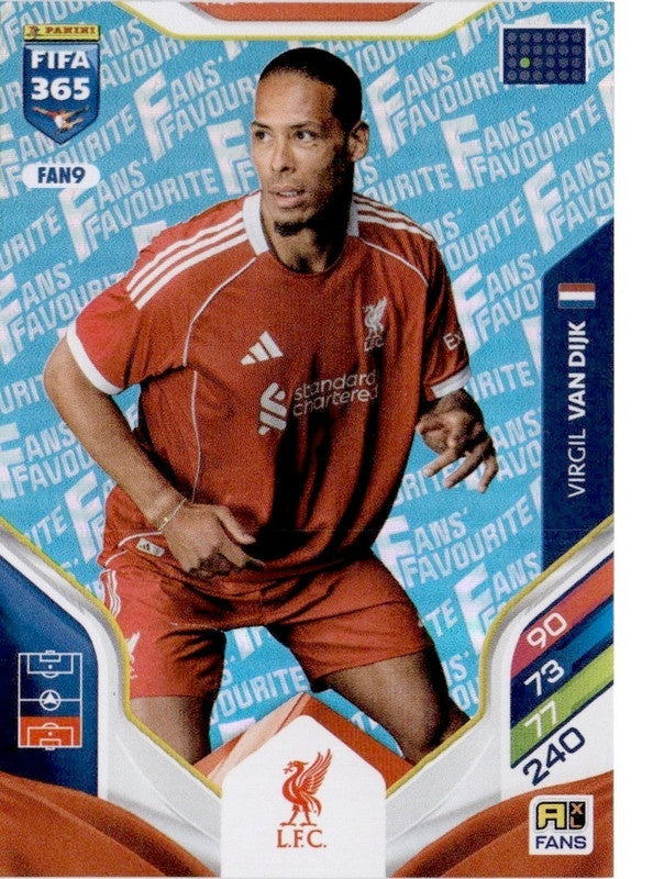 Virgil Van Dijk Fan Favourite - Blue Parallel FAN9 - Panini FIFA 365 2026 Adrenalyn XL kaart