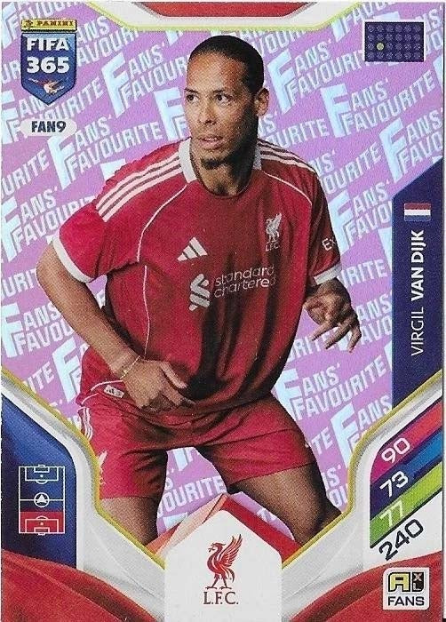 Virgil Van Dijk Fan Favourite - Pink Parallel FAN9 - Panini FIFA 365 2026 Adrenalyn XL kaart