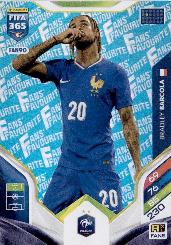 Bradley Barcola Fan Favourite - Blue Parallel FAN90 - Panini FIFA 365 2026 Adrenalyn XL kaart Main image