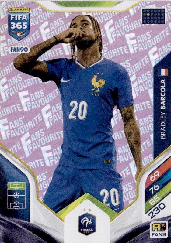 Bradley Barcola Fan Favourite - Pink Parallel FAN90 - Panini FIFA 365 2026 Adrenalyn XL kaart