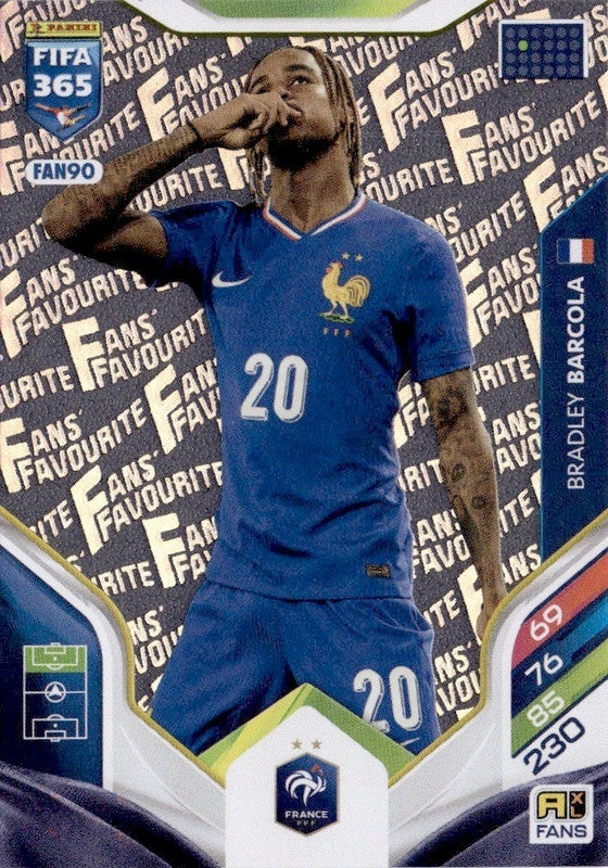 Bradley Barcola Fan Favourite FAN90 - Panini FIFA 365 2026 Adrenalyn XL kaart