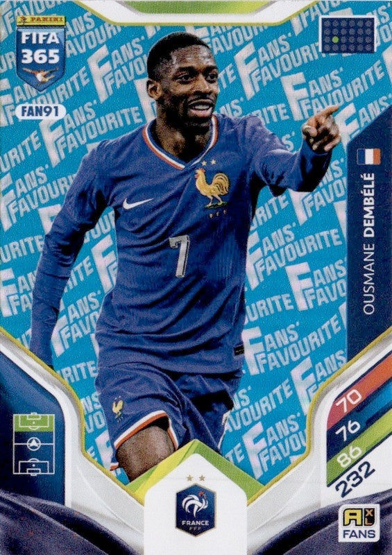Ousmane Dembélé Fan Favourite - Blue Parallel FAN91 - Panini FIFA 365 2026 Adrenalyn XL kaart Hoofdafbeelding