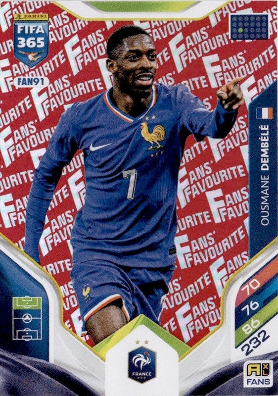 Ousmane Dembélé Fan Favourite - Red Parallel FAN91 - Panini FIFA 365 2026 Adrenalyn XL kaart Hoofdafbeelding