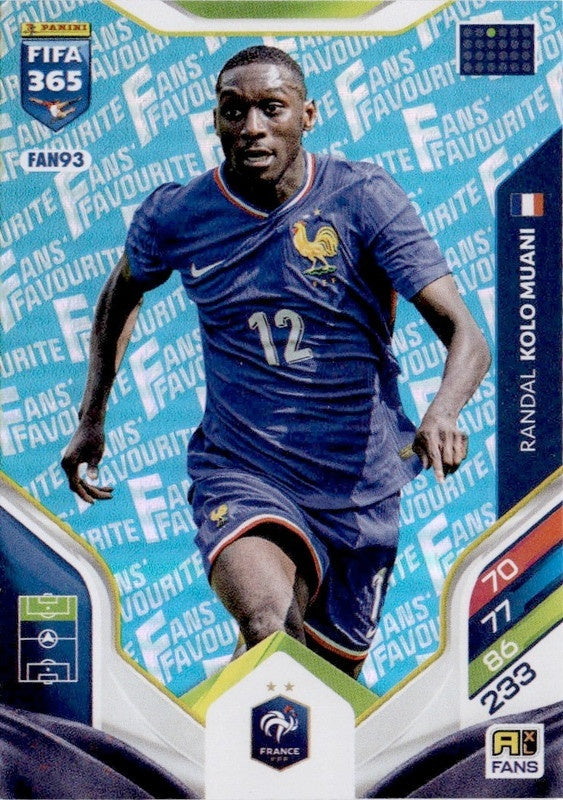 Randal KOlo Muani Fan Favourite - Blue Parallel FAN93 - Panini FIFA 365 2026 Adrenalyn XL kaart Image principale du produit