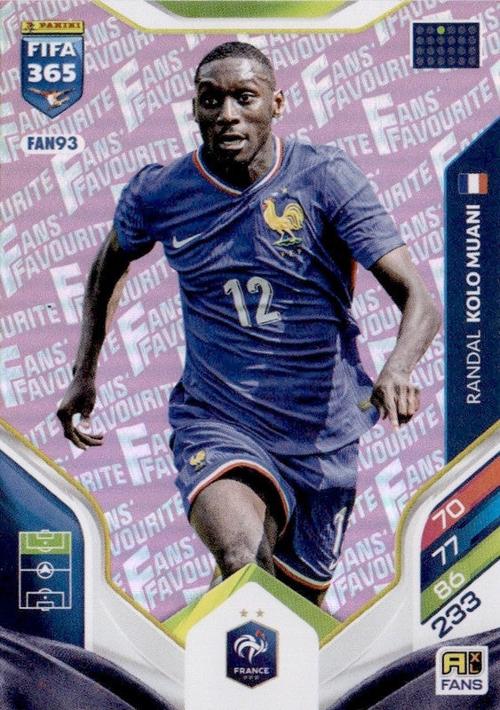 Randal KOlo Muani Fan Favourite - Pink Parallel FAN93 - Panini FIFA 365 2026 Adrenalyn XL kaart