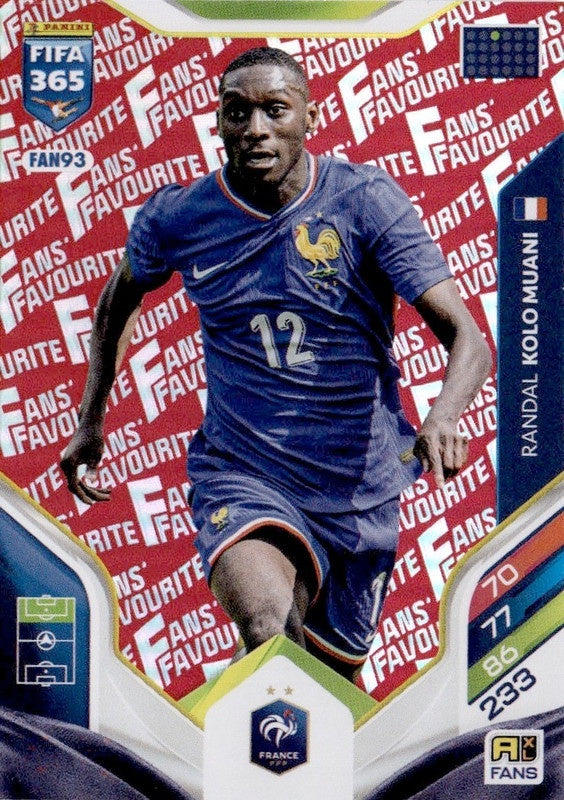 Randal KOlo Muani Fan Favourite - Red Parallel FAN93 - Panini FIFA 365 2026 Adrenalyn XL kaart