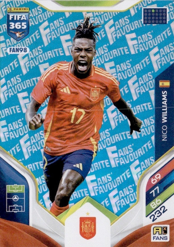 Nico Williams Fan Favourite - Blue Parallel FAN98 - Panini FIFA 365 2026 Adrenalyn XL kaart Hoofdafbeelding