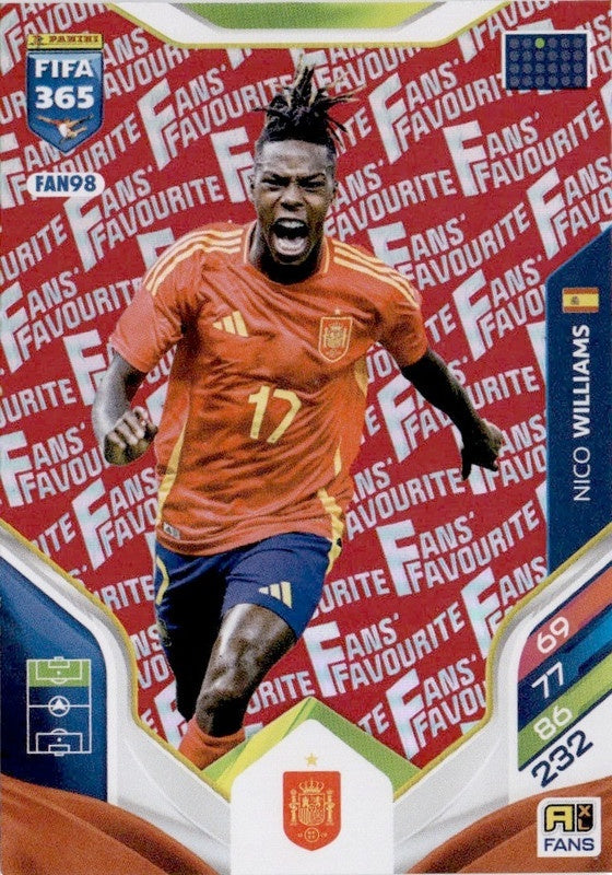 Nico Williams Fan Favourite - Red Parallel FAN98 - Panini FIFA 365 2026 Adrenalyn XL kaart Hoofdafbeelding