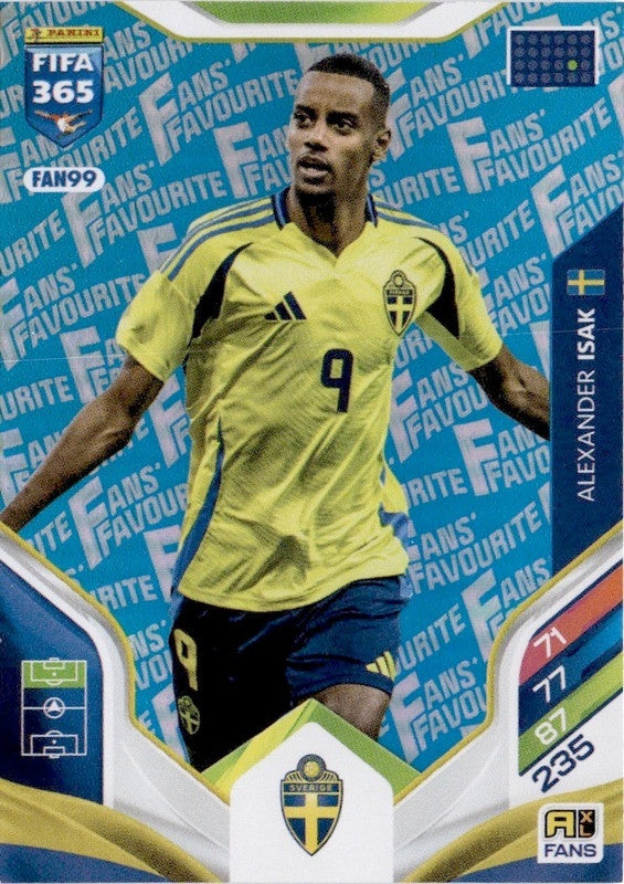 Aleksander Isak Fan Favourite - Blue Parallel FAN99 - Panini FIFA 365 2026 Adrenalyn XL kaart