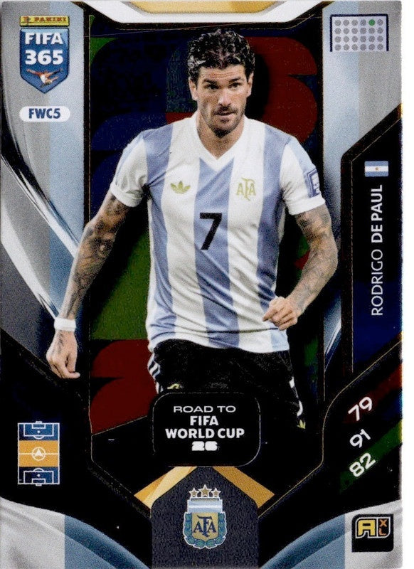 Rodrigo de Paul Road to FIFA World Cup 26 FWC5 - Panini FIFA 365 2026 Adrenalyn XL kaart