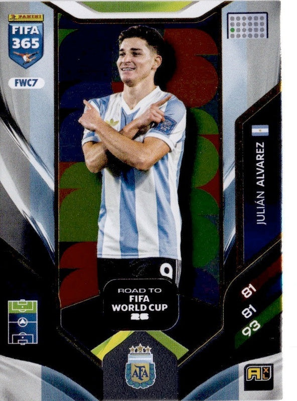 Julián Álvarez Road to FIFA World Cup 26 FWC7 - Panini FIFA 365 2026 Adrenalyn XL kaart