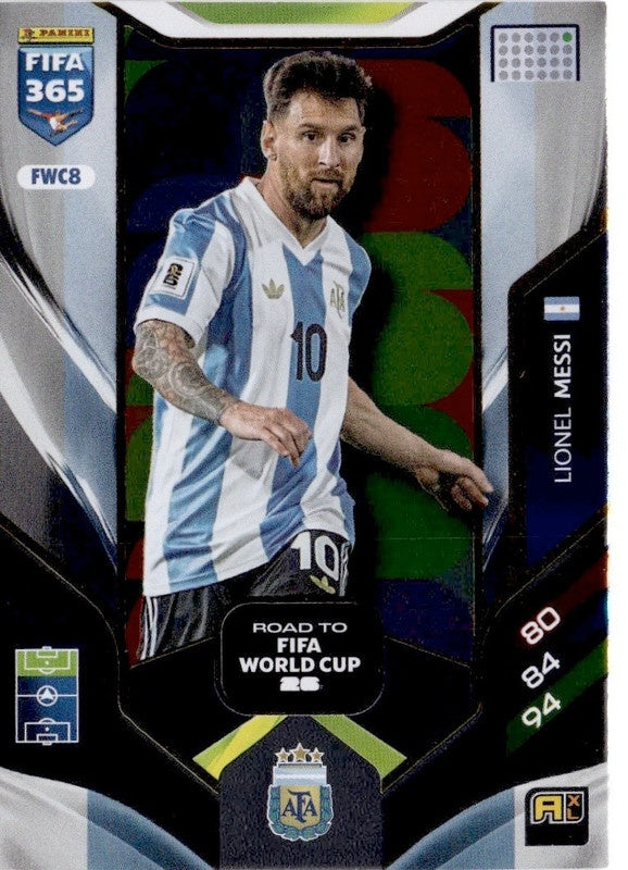 Lionel Messi Road to FIFA World Cup 26 FWC8 - Panini FIFA 365 2026 Adrenalyn XL kaart