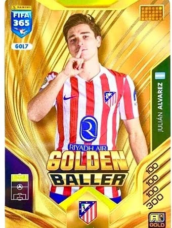 Julián Álvarez Golden Baller GOL7 - Panini FIFA 365 2026 Adrenalyn XL kaart