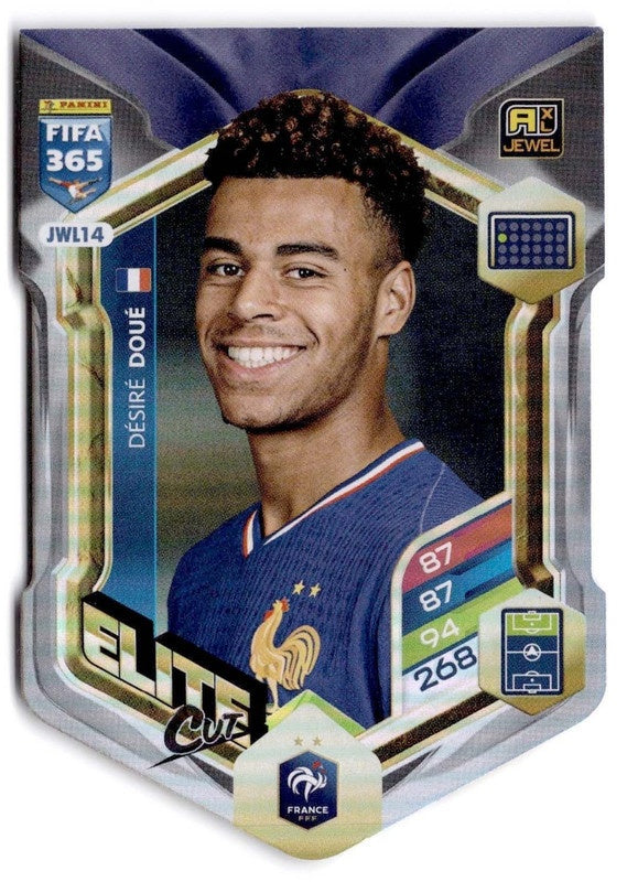 Désiré Doué Elite Cut JWL14 - Panini FIFA 365 2026 Adrenalyn XL kaart