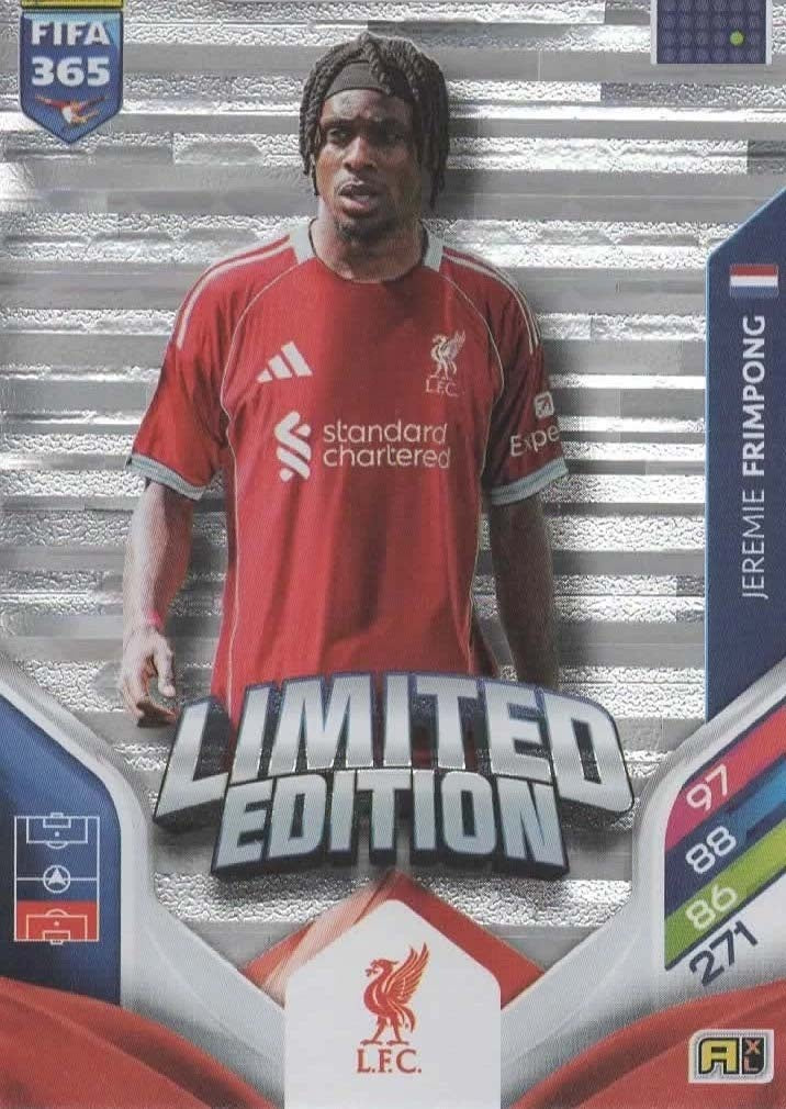 Jeremie Frimpong Limited Edition Liverpool - Panini FIFA 365 2026 Adrenalyn XL kaart