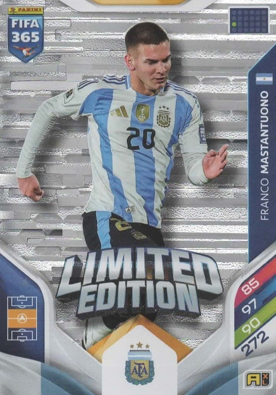 Franco Mastantuono Limited Edition Argentina - Panini FIFA 365 2026 Adrenalyn XL kaart